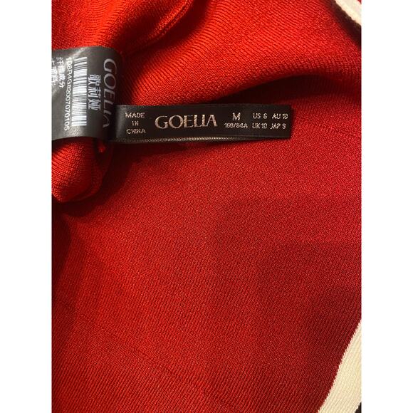 Goelia Red Knit Double Breasted Dress NWT M US6 Cream Trim Retro Mod Holiday - Picture 10 of 10